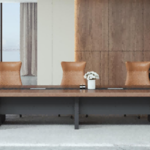 明哲シリーズ会議机 上思華林e0級基材 天然胡桃木皮 华润哑光pu塗料 輸入五金