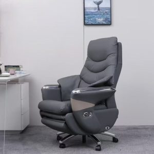 d300 高品質頭層本革 電動スマートオフィスチェア 高強度メッキ脚 安全耐用