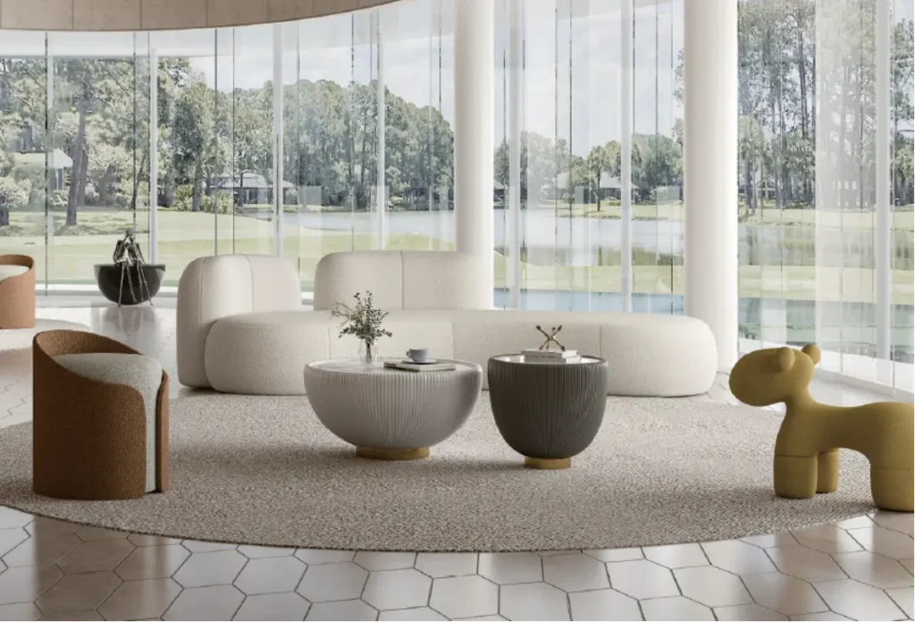 s6023シリーズオフィスレストエリアソファ 高品質テディフリース仕上げ 高密度環境保護発泡スポンジ プラスチック固定フットパッド