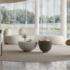 s6023シリーズオフィスレストエリアソファ 高品質テディフリース仕上げ 高密度環境保護発泡スポンジ プラスチック固定フットパッド