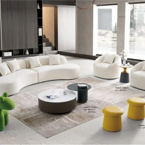 s6022シリーズオフィスレジャーエリアソファ 高品質テディフリース布張り 高密度環境保護発泡スポンジ プラスチック固定脚垫