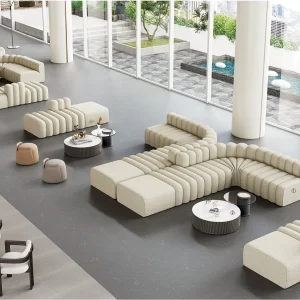 s6039シリーズオフィスレジャーエリアソファ 高品質シェニール布張り 高密度環境保護発泡スポンジ 自由組み合わせ可能