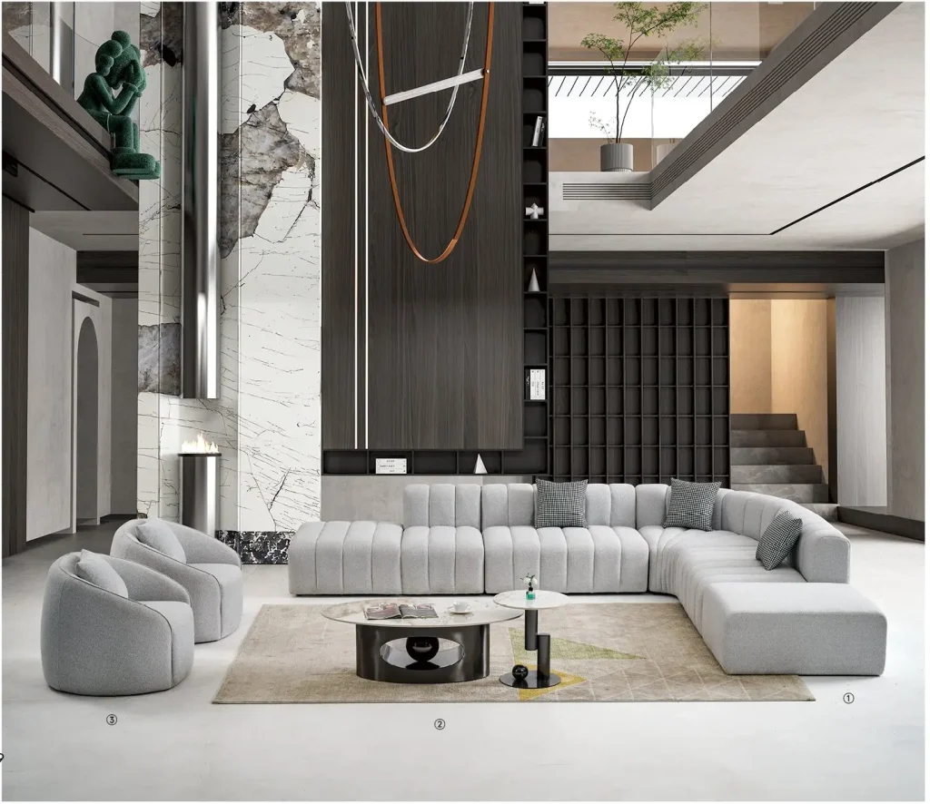 s6039シリーズオフィスレジャーエリアソファ 高品質シェニール布張り 高密度環境保護発泡スポンジ 自由組み合わせ可能