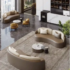 s6037シリーズオフィスレジャーエリアソファ 高品質西皮/布張り 高密度環境保護発泡スポンジ プラスチック固定脚垫