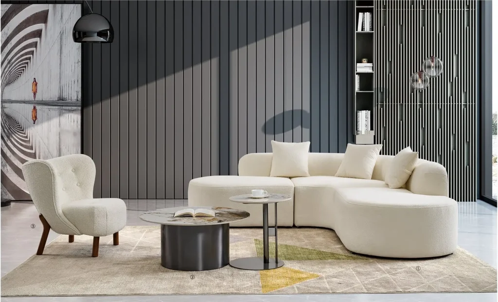 s6038シリーズオフィスレジャーエリアソファ 高品質シェニール布張り 高密度環境保護発泡スポンジ プラスチック固定脚垫