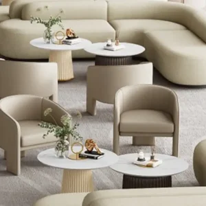 s6038シリーズオフィスレジャーエリアソファ 高品質シェニール布張り 高密度環境保護発泡スポンジ プラスチック固定脚垫