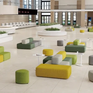 s6074シリーズオフィスレジャーエリアソファ 高品質西皮/布張り 高密度環境保護発泡スポンジ プラスチック脚垫