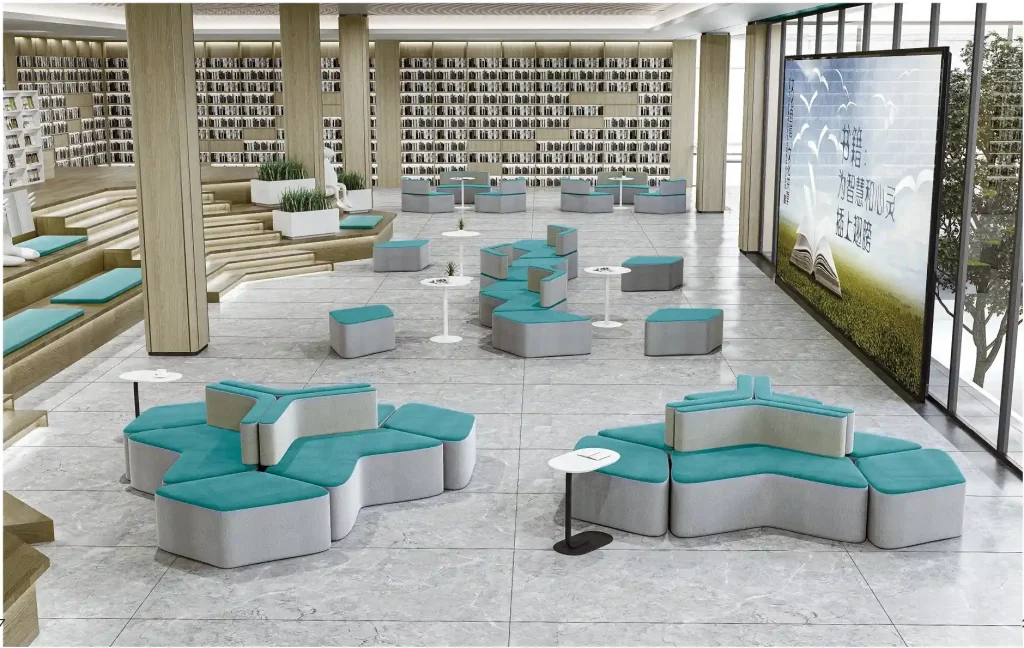 s6055シリーズオフィスレジャーエリアソファ 異形セットソファ puレザー/ファブリック生地 高密度環境配慮型スポンジ