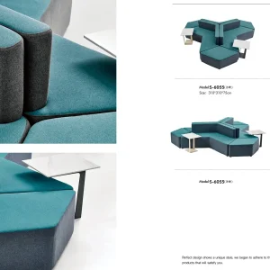 s6055シリーズオフィスレジャーエリアソファ 異形セットソファ puレザー/ファブリック生地 高密度環境配慮型スポンジ