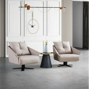 x3105シリーズオフィスレジャーチェア 高品質puレザー饰面 羽毛充填可動ソフトパッド 自由回転黒色スプレー四脚