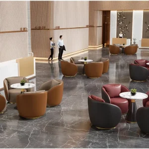 x3140シリーズオフィスレジャー商談チェア 高品質puレザー饰面 高密度環境配慮型スポンジ 可動ソフトパッド背もたれ ステンレスチタン色底框