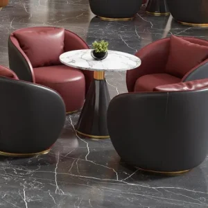 x3140シリーズオフィスレジャー商談チェア 高品質puレザー饰面 高密度環境配慮型スポンジ 可動ソフトパッド背もたれ ステンレスチタン色底框