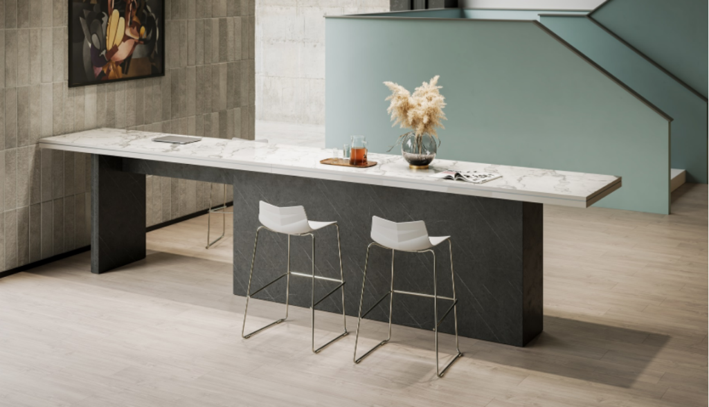 モディシリーズ バーティーテーブル 豊林e0級高密度パーティクルボード ドイツ夏特化粧紙 冠輝金具