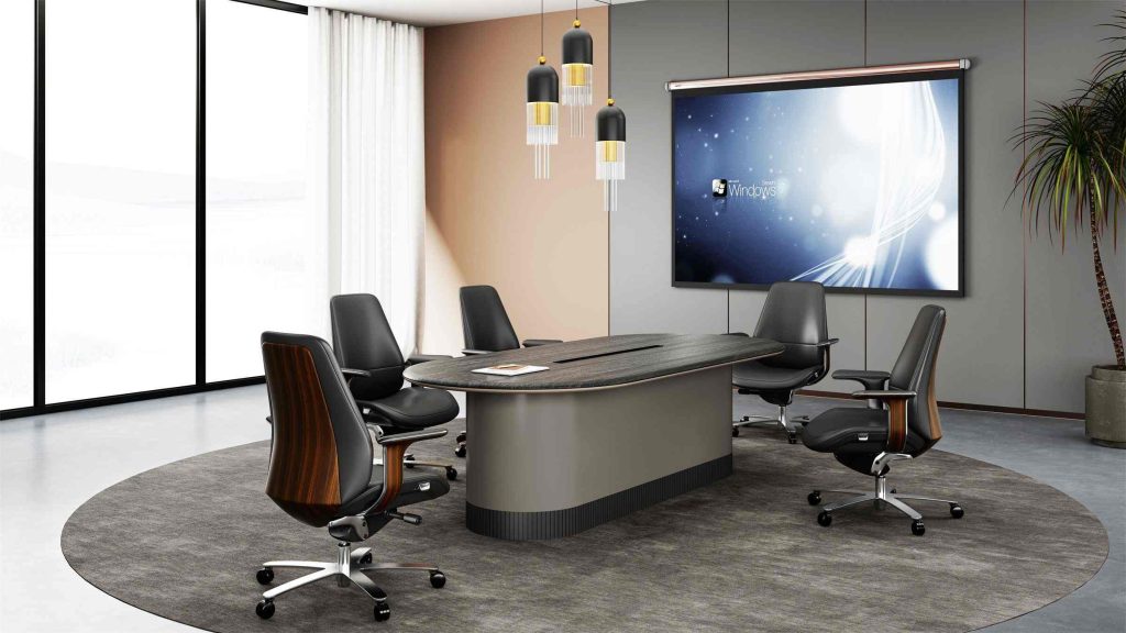 浩睿シリーズ会議机 タイ・グレーイメージ木皮 上思華林e0級 百隆/bmb五金 华润pu塗料