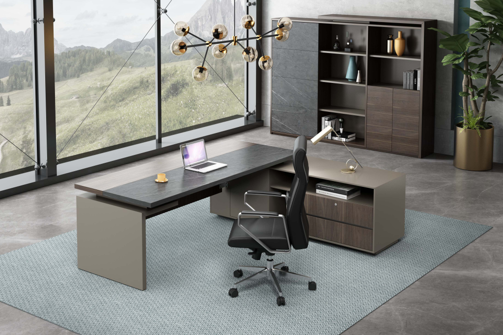 オークシリーズ 高級エグゼクティブ行政デスク 豊林e0グレード高密度パーティクルボード ラミノ接続