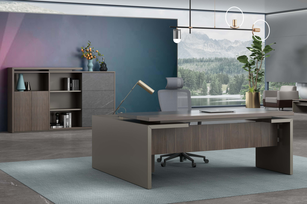 オークシリーズ 高級エグゼクティブ行政デスク 豊林e0グレード高密度パーティクルボード ラミノ接続