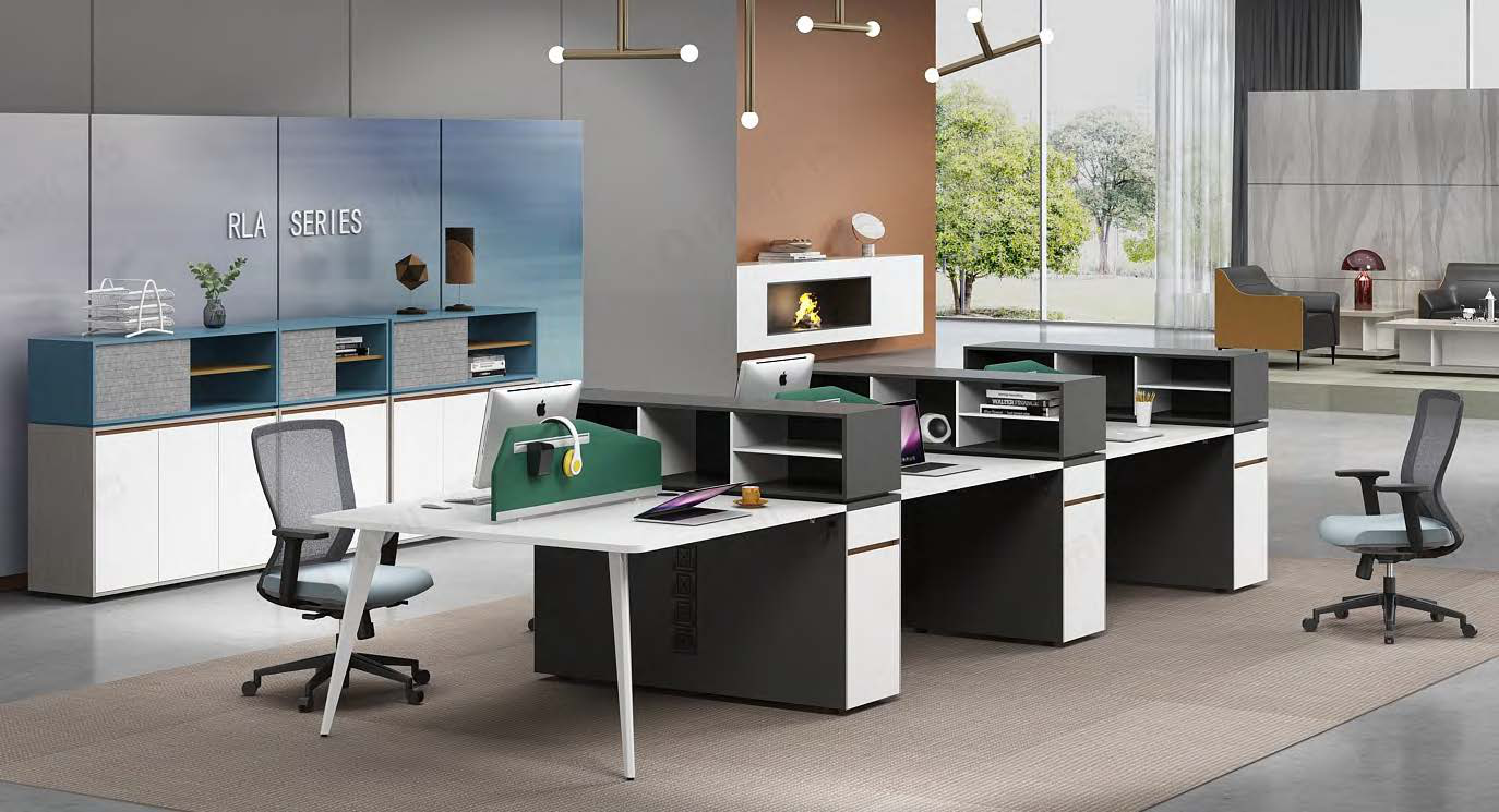 ローランドFタイプ スタッフデスク ドイツ夏特化粧紙 冠輝五金 ローランドシリーズFタイプ スタッフデスク 豊林E0グレード 宝鋼鋼架脚 ラミノ接続