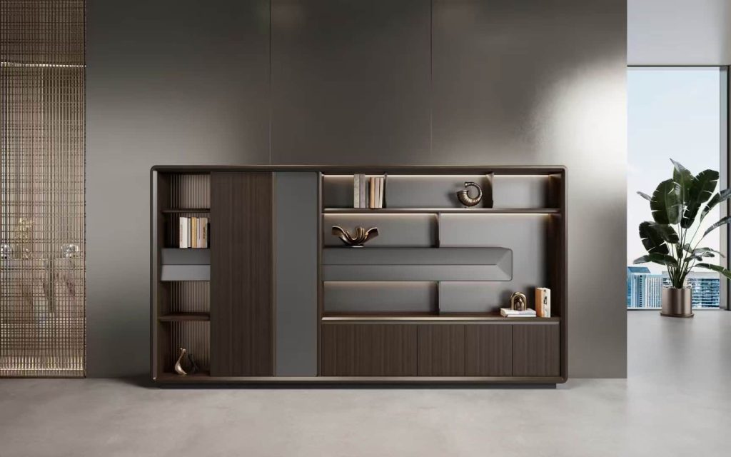 浩然シリーズ ブックケース ファイルキャビネット 上思華林E0級MDF 北米黒クルミ木皮 華潤PU塗料 浩然シリーズ ブックケース ファイルキャビネット 上思華林e0級mdf 北米黒クルミ木皮 華潤pu塗料