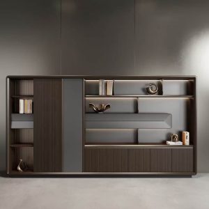 浩然シリーズ ブックケース ファイルキャビネット 上思華林e0級mdf 北米黒クルミ木皮 華潤pu塗料