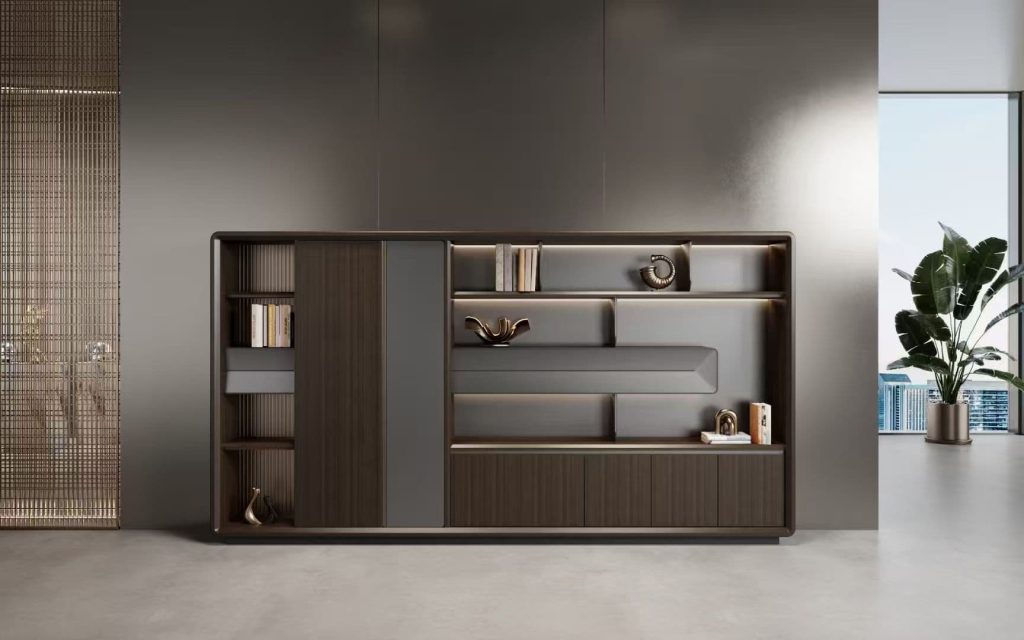 浩然シリーズ ブックケース ファイルキャビネット 上思華林e0級mdf 北米黒クルミ木皮 華潤pu塗料
