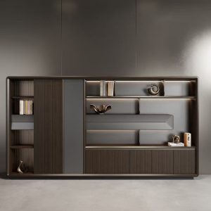 浩然シリーズ ブックケース ファイルキャビネット 上思華林e0級mdf 北米黒クルミ木皮 華潤pu塗料