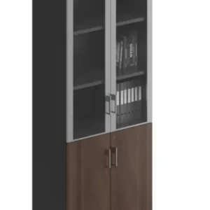ランボシリーズ dタイプ 事務員用収納ファイルキャビネット 豊林e0級ボード アルミ枠ガラス扉 7字型錠 1302取っ手 25mm棚板