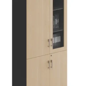 ランボシリーズ eタイプ 事務員用収納ファイルキャビネット 豊林e0級ボード 木枠ガラス扉 7字型錠 1302取っ手 25mm棚板