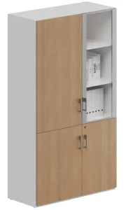 ランボシリーズ fタイプ 事務員用収納ファイルキャビネット 豊林e0級ボード アルミ枠ガラス扉 キャビネット錠 1302取っ手 25mm棚板