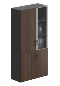 ランボシリーズ fタイプ 事務員用収納ファイルキャビネット 豊林e0級ボード アルミ枠ガラス扉 キャビネット錠 1302取っ手 25mm棚板