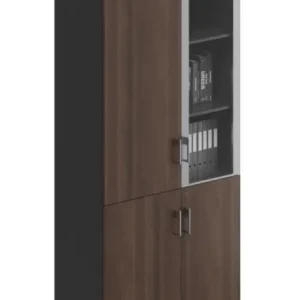 ランボシリーズ fタイプ 事務員用収納ファイルキャビネット 豊林e0級ボード アルミ枠ガラス扉 キャビネット錠 1302取っ手 25mm棚板