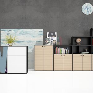 格紋シリーズ 仕切りキャビネット 収納キャビネット 豊林e0級ボード ドイツ夏特化粧紙 冠輝金具